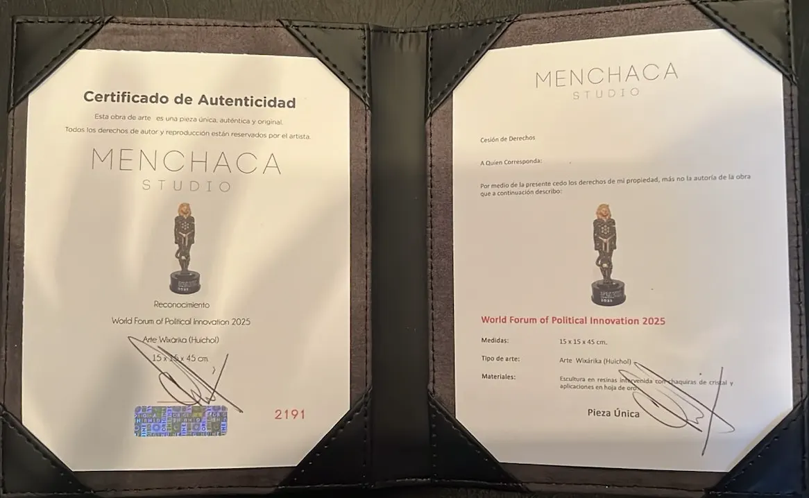 Certificado de autenticidad de Menchaca Studio